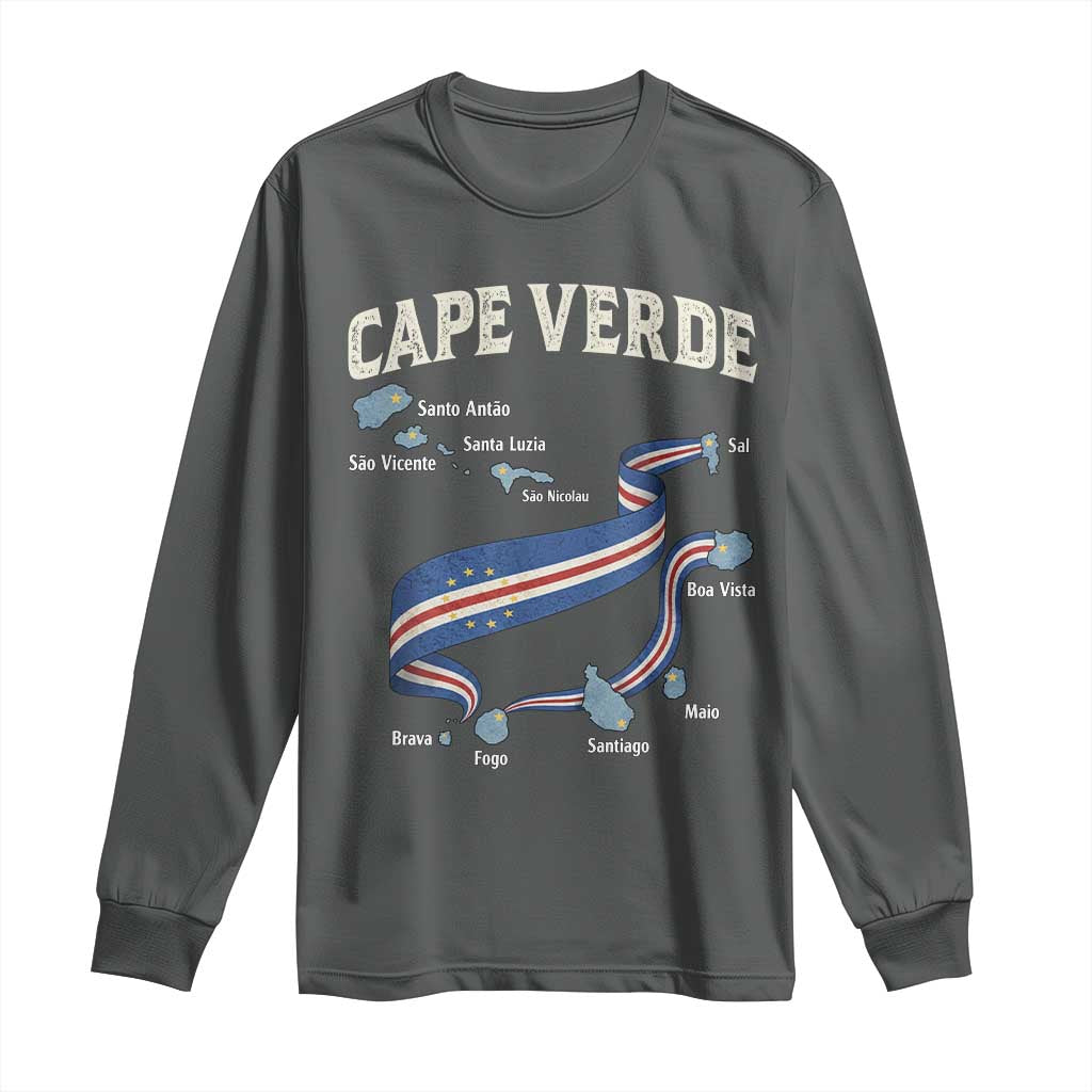 Cape Verde Islands Map National Flag Long Sleeve Shirt Cabo Verde Archipelago Geography Pride