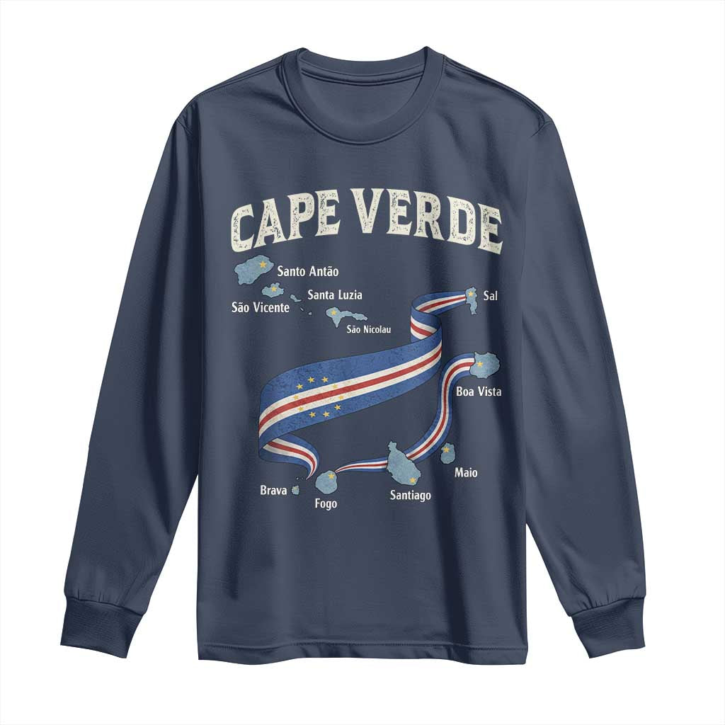 Cape Verde Islands Map National Flag Long Sleeve Shirt Cabo Verde Archipelago Geography Pride