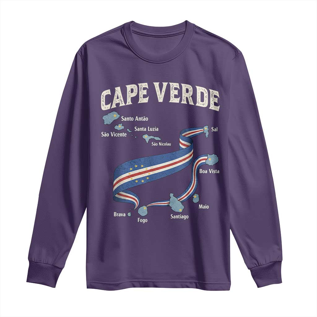 Cape Verde Islands Map National Flag Long Sleeve Shirt Cabo Verde Archipelago Geography Pride
