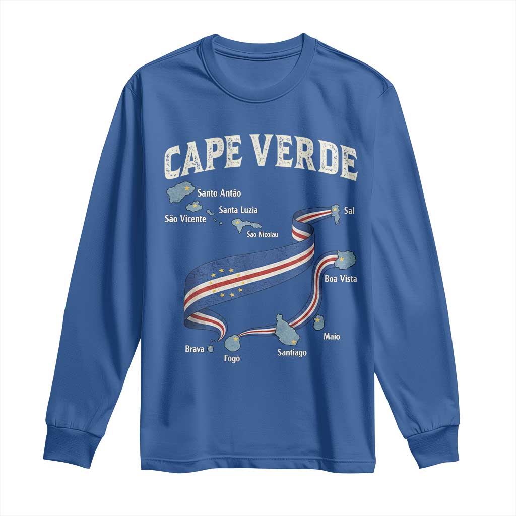 Cape Verde Islands Map National Flag Long Sleeve Shirt Cabo Verde Archipelago Geography Pride