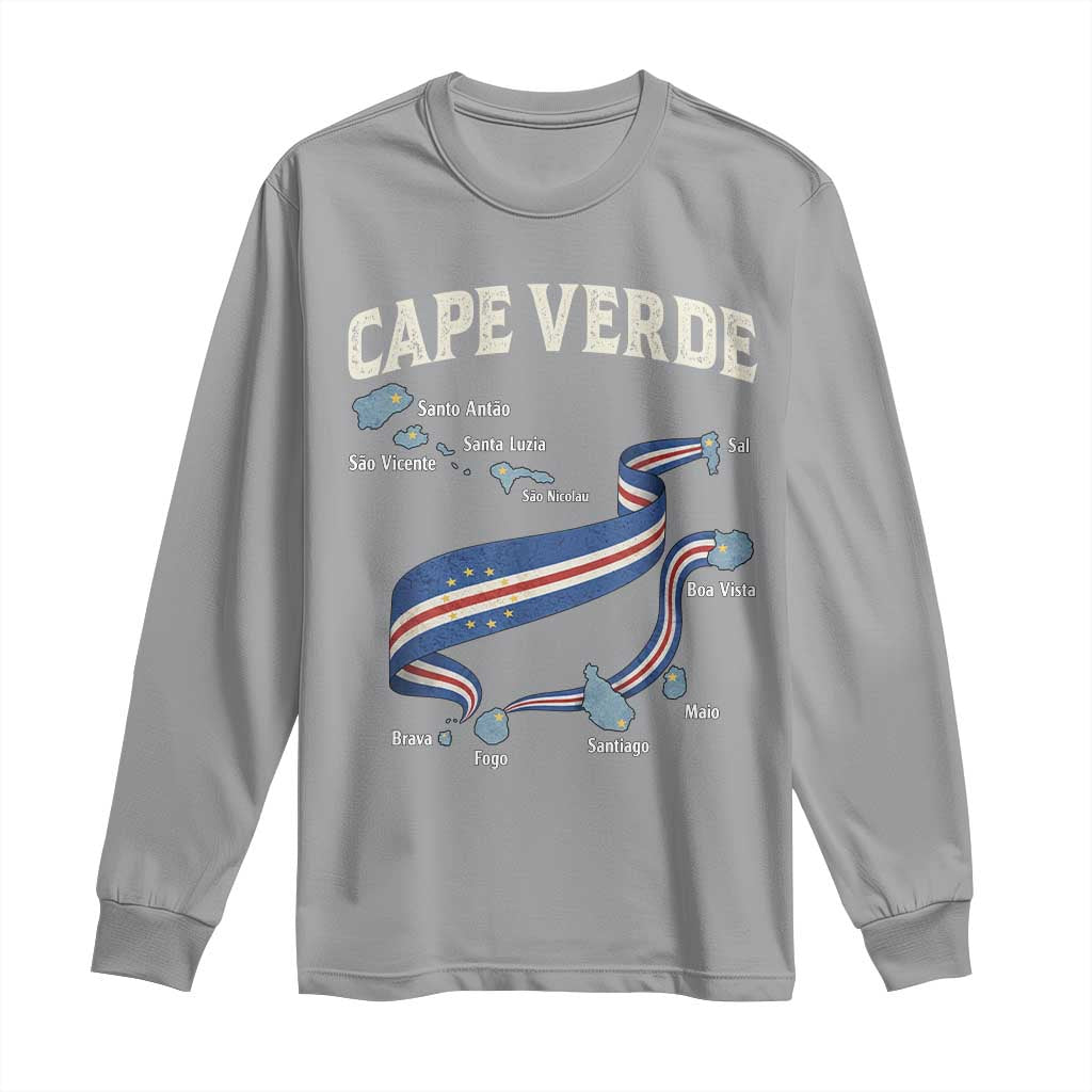 Cape Verde Islands Map National Flag Long Sleeve Shirt Cabo Verde Archipelago Geography Pride