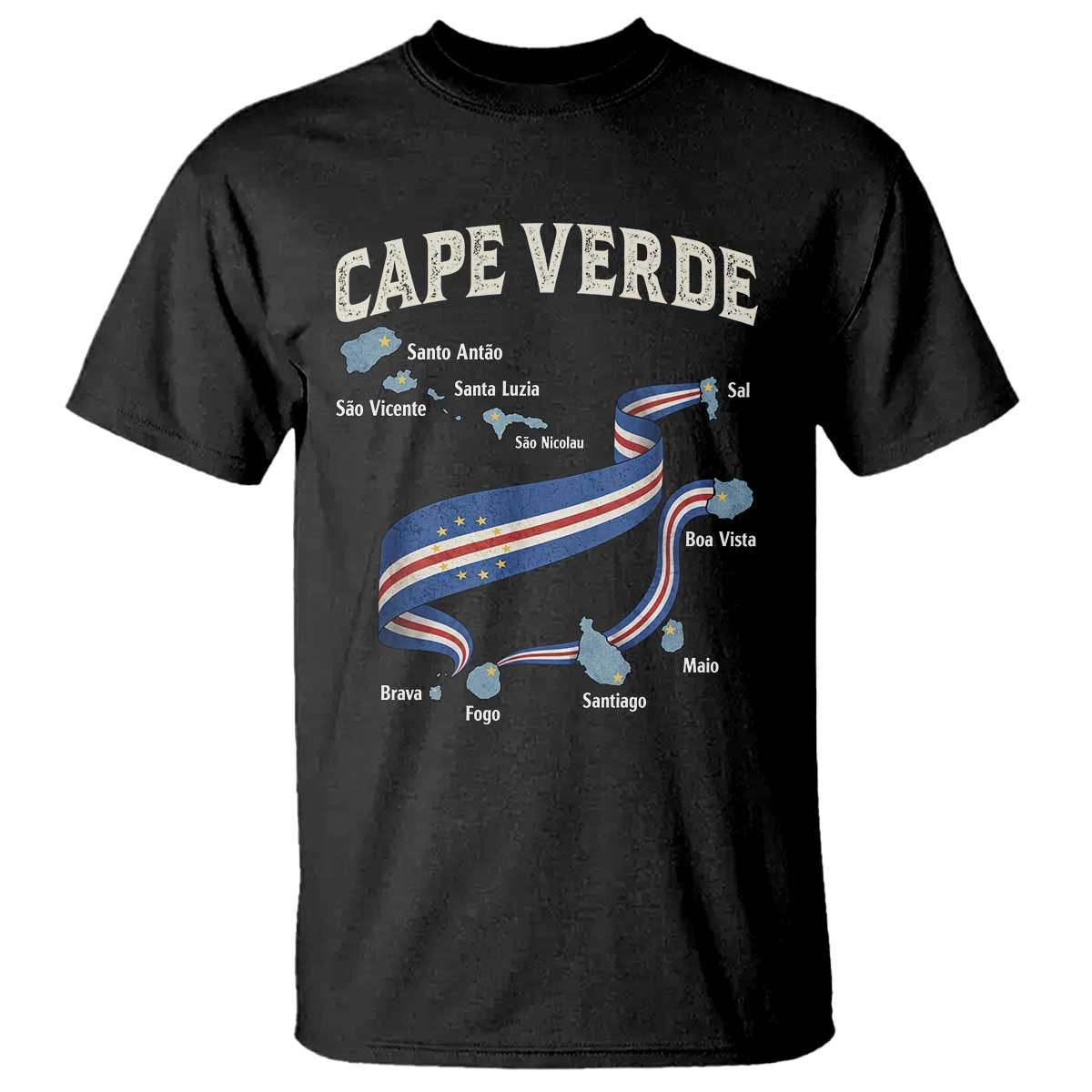 Cape Verde Islands Map National Flag T Shirt Cabo Verde Archipelago Geography Pride