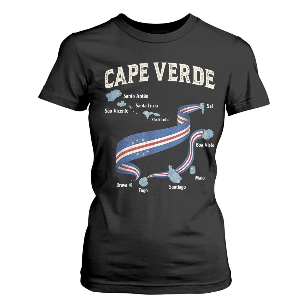 Cape Verde Islands Map National Flag T Shirt For Women Cabo Verde Archipelago Geography Pride