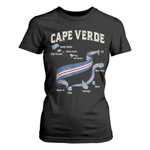 Cape Verde Islands Map National Flag T Shirt For Women Cabo Verde Archipelago Geography Pride