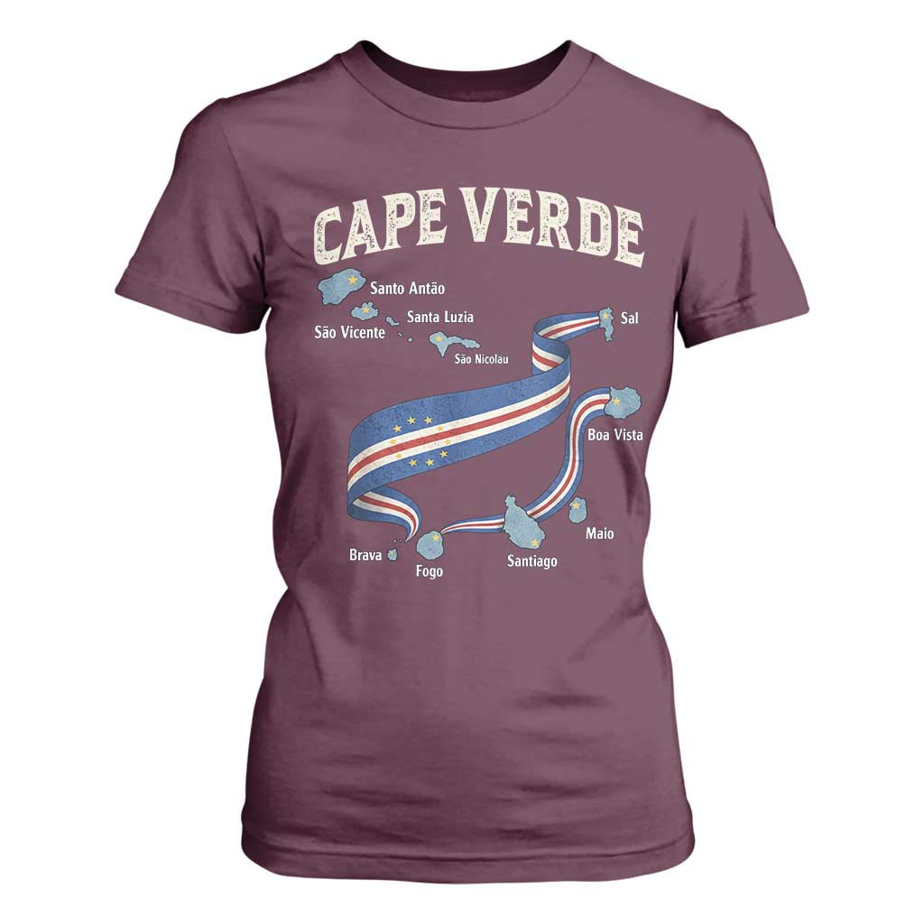Cape Verde Islands Map National Flag T Shirt For Women Cabo Verde Archipelago Geography Pride
