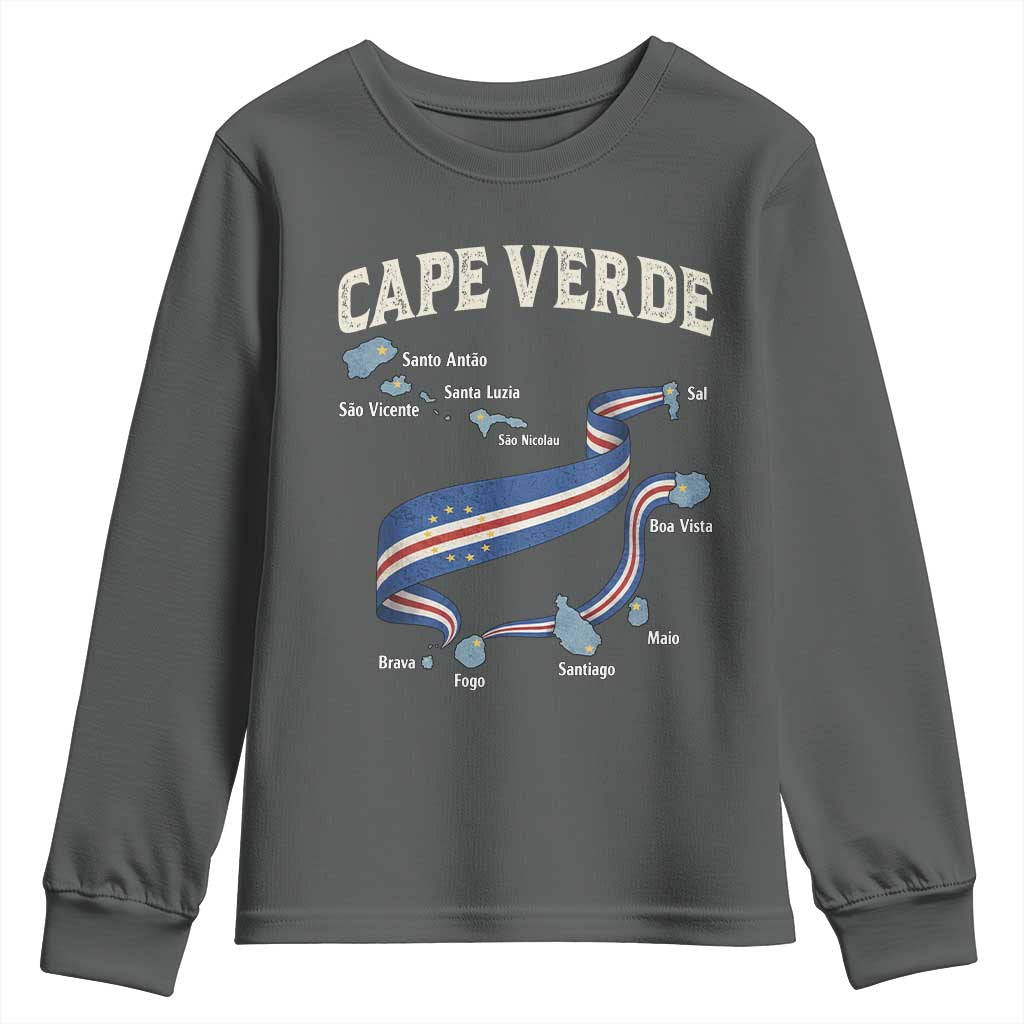 Cape Verde Islands Map National Flag Youth Sweatshirt Cabo Verde Archipelago Geography Pride