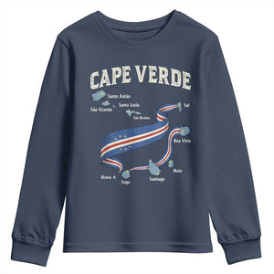 Cape Verde Islands Map National Flag Youth Sweatshirt Cabo Verde Archipelago Geography Pride