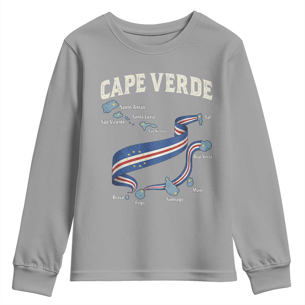 Cape Verde Islands Map National Flag Youth Sweatshirt Cabo Verde Archipelago Geography Pride
