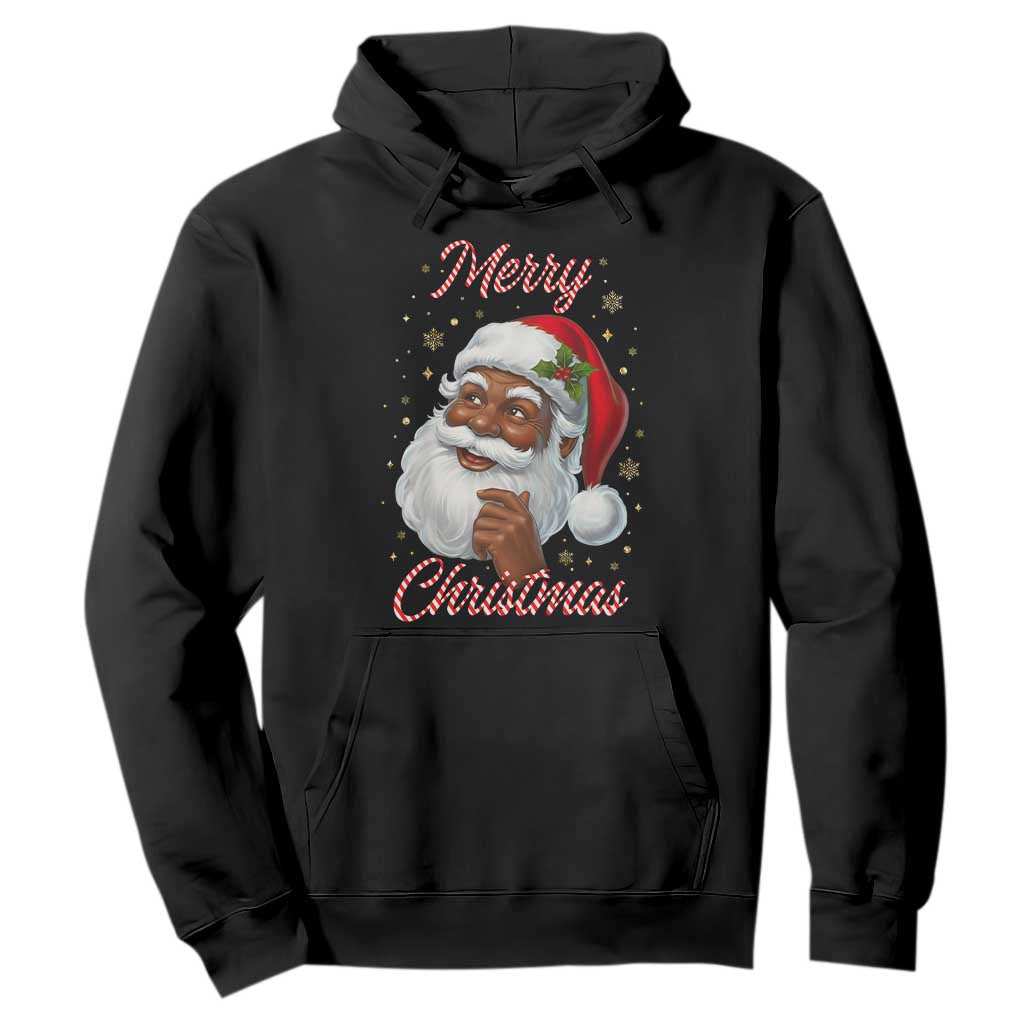 Merry Christmas Black Santa Claus Hoodie Retro Nostalgic Festive Holiday
