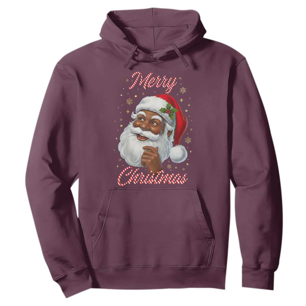 Merry Christmas Black Santa Claus Hoodie Retro Nostalgic Festive Holiday