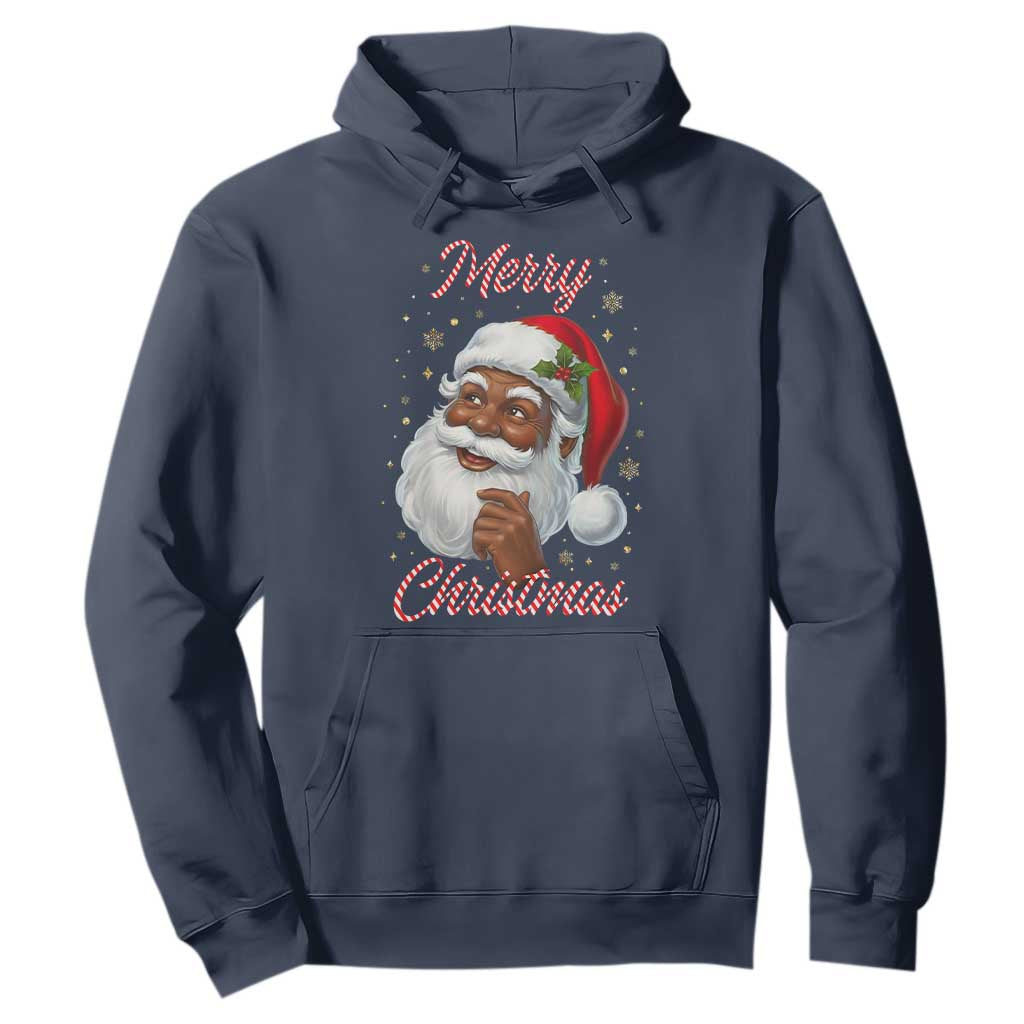 Merry Christmas Black Santa Claus Hoodie Retro Nostalgic Festive Holiday