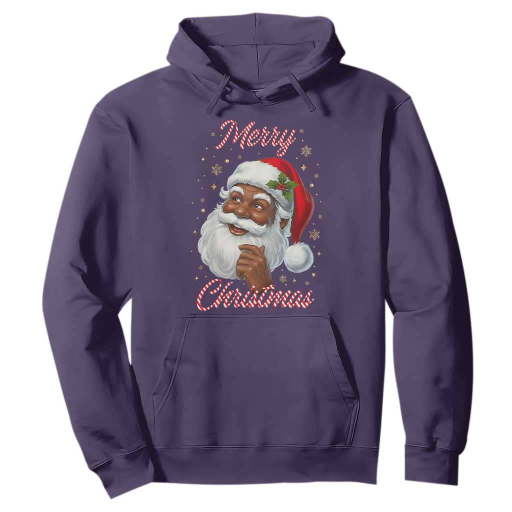 Merry Christmas Black Santa Claus Hoodie Retro Nostalgic Festive Holiday