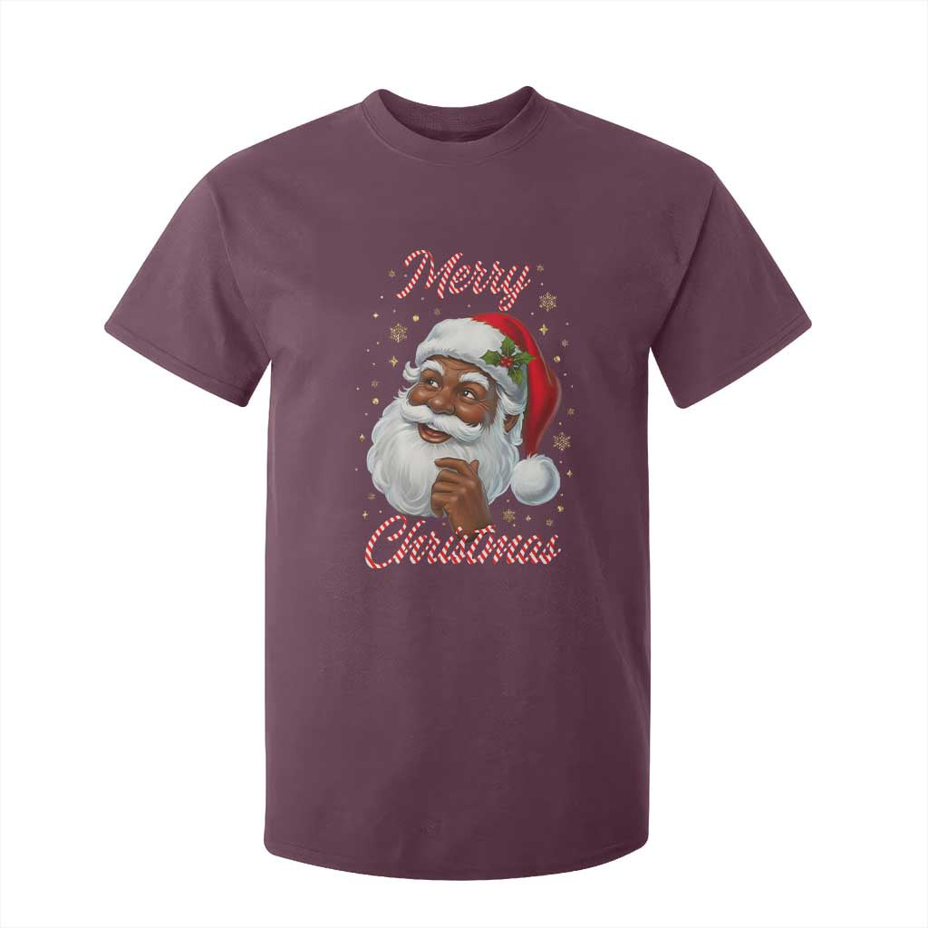 Merry Christmas Black Santa Claus T Shirt For Kid Retro Nostalgic Festive Holiday