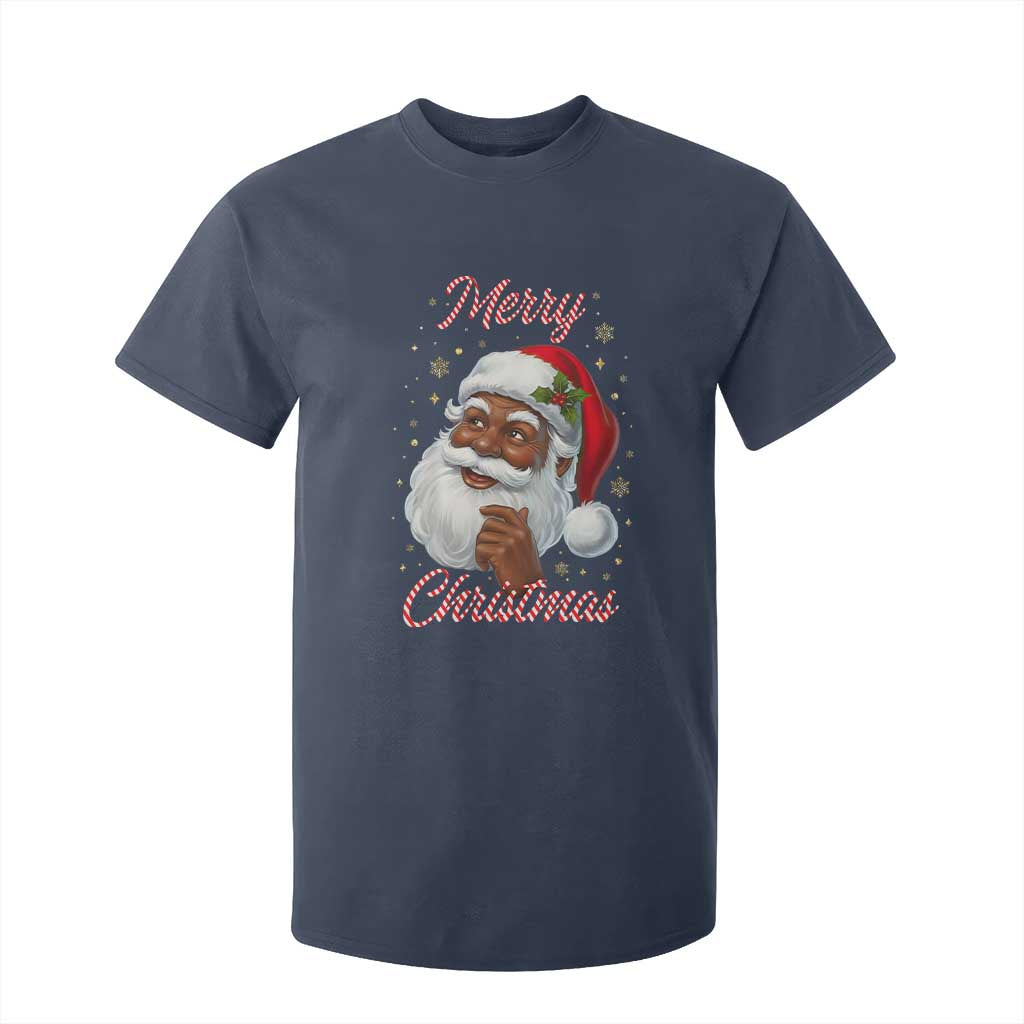 Merry Christmas Black Santa Claus T Shirt For Kid Retro Nostalgic Festive Holiday
