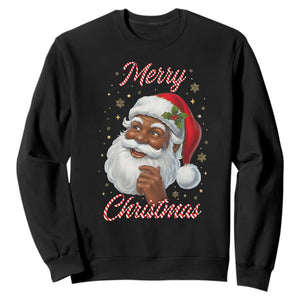 Merry Christmas Black Santa Claus Sweatshirt Retro Nostalgic Festive Holiday