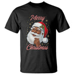 Merry Christmas Black Santa Claus T Shirt Retro Nostalgic Festive Holiday