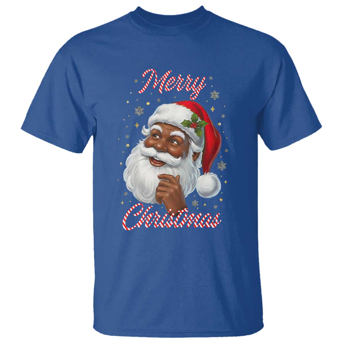 Merry Christmas Black Santa Claus T Shirt Retro Nostalgic Festive Holiday
