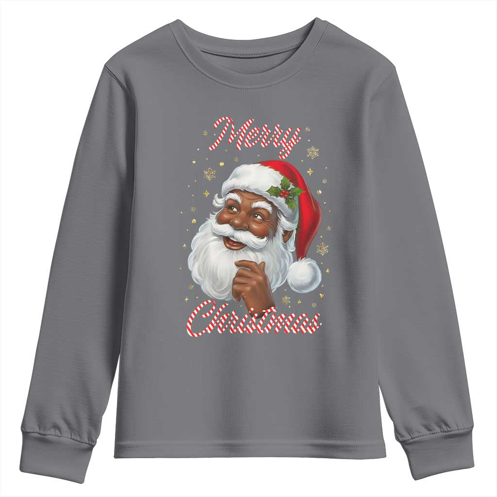 Merry Christmas Black Santa Claus Youth Sweatshirt Retro Nostalgic Festive Holiday