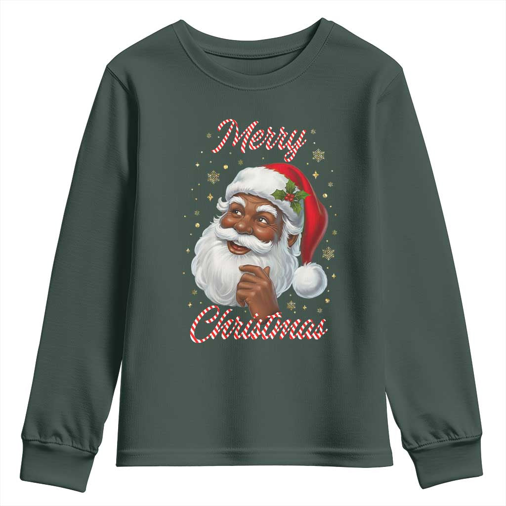 Merry Christmas Black Santa Claus Youth Sweatshirt Retro Nostalgic Festive Holiday
