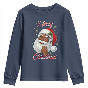 Merry Christmas Black Santa Claus Youth Sweatshirt Retro Nostalgic Festive Holiday