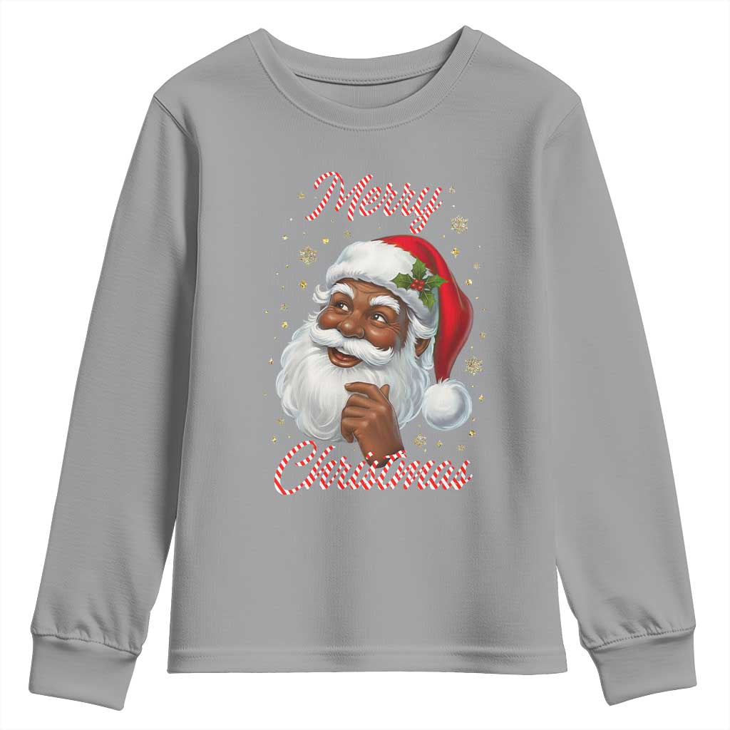 Merry Christmas Black Santa Claus Youth Sweatshirt Retro Nostalgic Festive Holiday