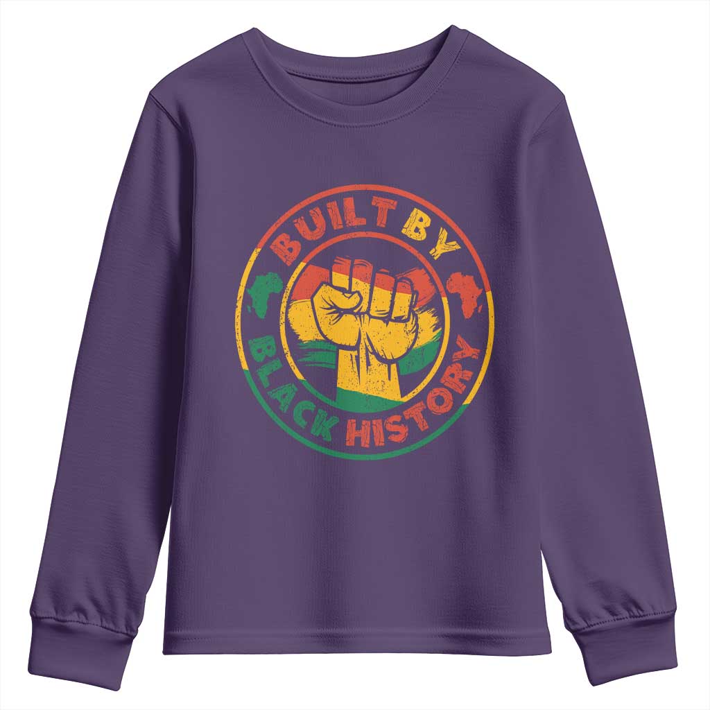 Built By Black History Youth Long Sleeve Shirt African American Pride Raised Fist