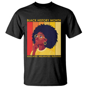 Black History Month Afro Woman T Shirt Educated Melanated Elevated African American Empowerment