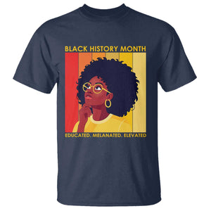 Black History Month Afro Woman T Shirt Educated Melanated Elevated African American Empowerment
