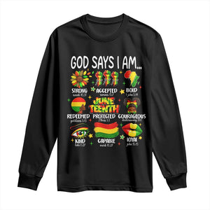 God Says I Am Juneteenth Christian Long Sleeve Shirt Pan-African Afrocentric Faith Bible Verses Freedom Day