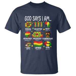 God Says I Am Juneteenth Christian T Shirt Pan-African Afrocentric Faith Bible Verses Freedom Day