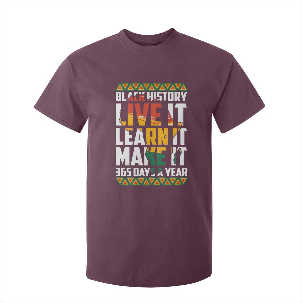 Black History Month T Shirt For Kid Live It Learn It Make It 365 Days A Year Kente