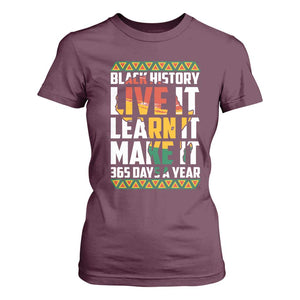 Black History Month T Shirt For Women Live It Learn It Make It 365 Days A Year Kente