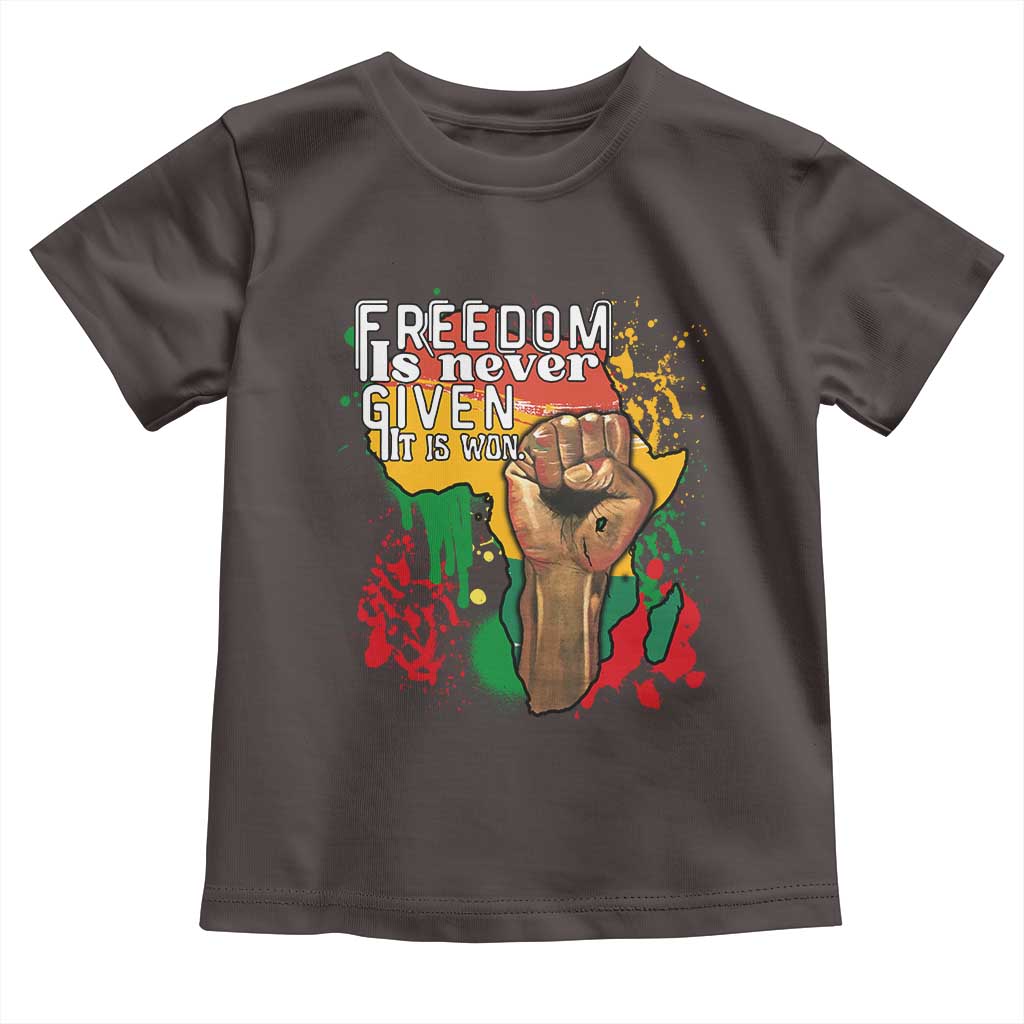 Black History Month Baby Shirt Freedom Is Never Given It Is Won Equal Rights Raised Fist