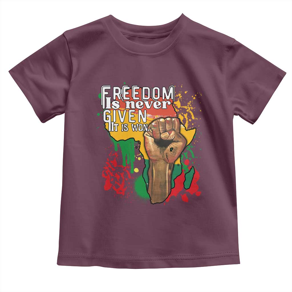 Black History Month Baby Shirt Freedom Is Never Given It Is Won Equal Rights Raised Fist
