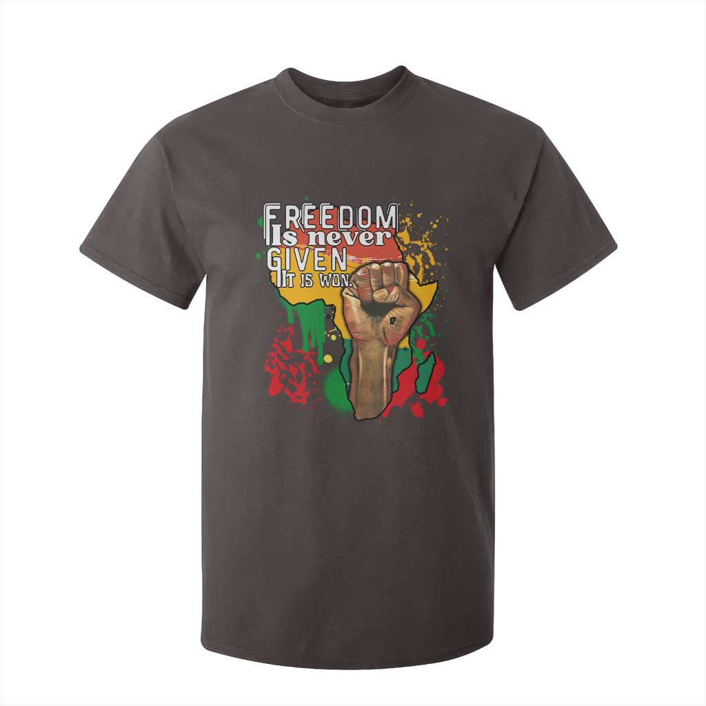 Black History Month T Shirt For Kid Freedom Is Never Given It Is Won Equal Rights Raised Fist