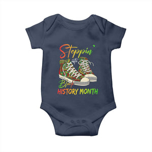 Stepping Into Black History Month Baby Onesie Black Pride Sneakers