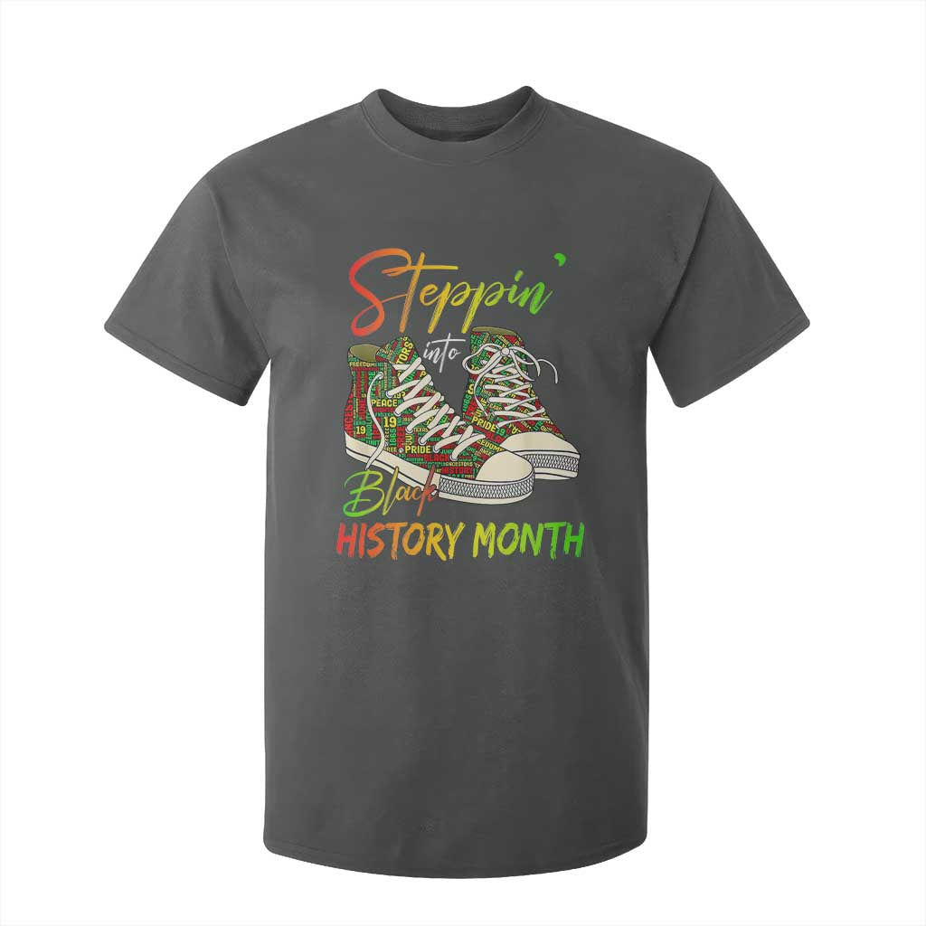 Stepping Into Black History Month T Shirt For Kid Black Pride Sneakers