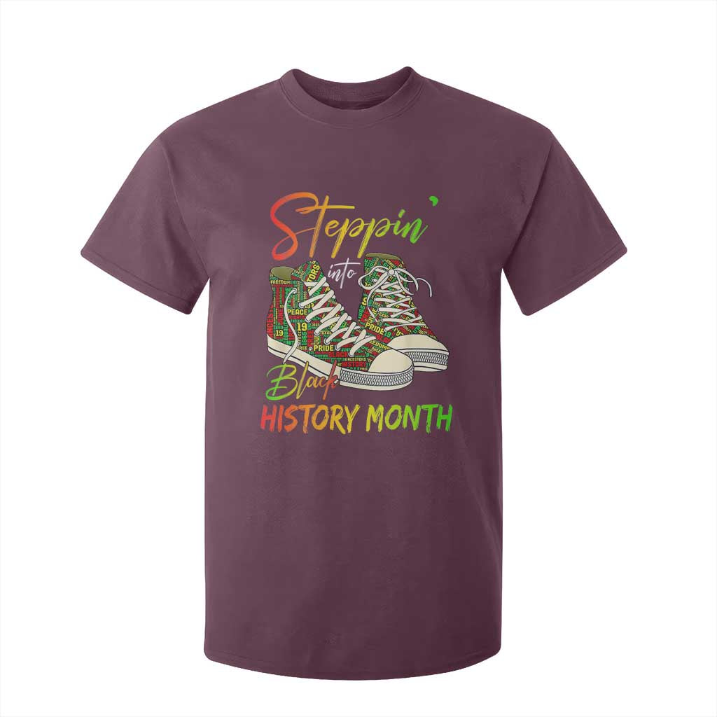 Stepping Into Black History Month T Shirt For Kid Black Pride Sneakers
