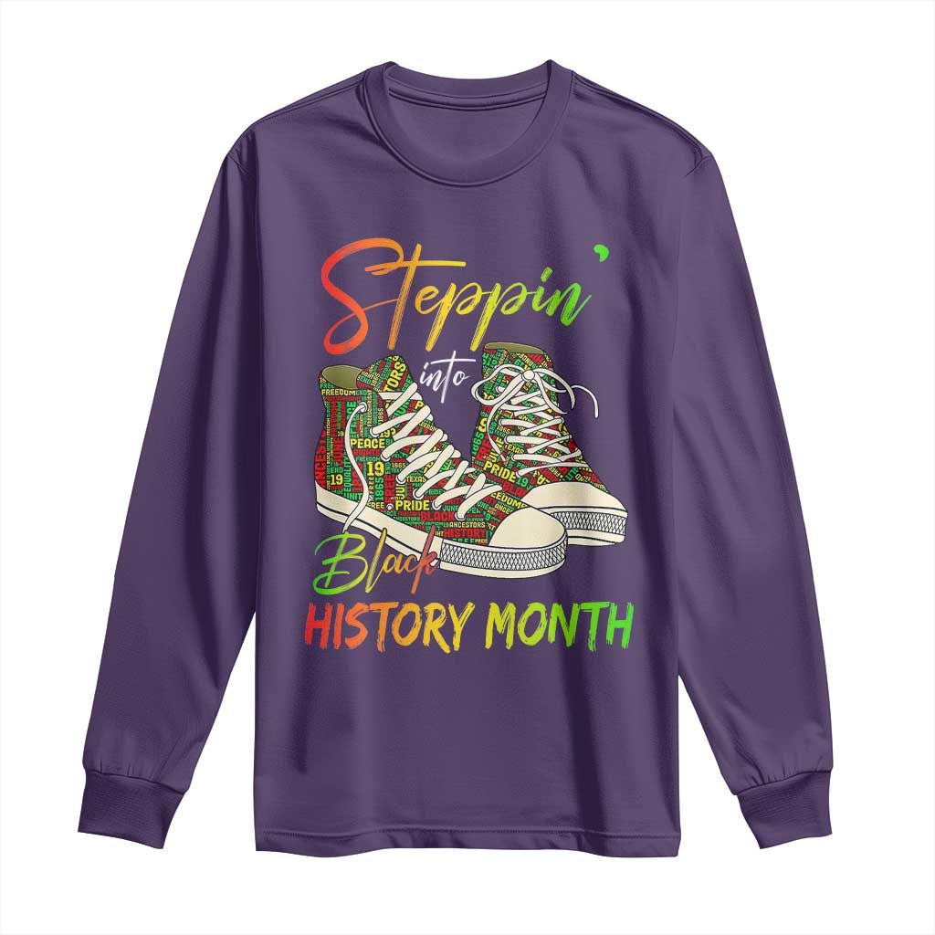 Stepping Into Black History Month Long Sleeve Shirt Black Pride Sneakers