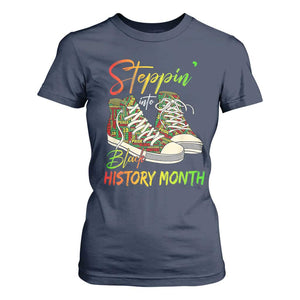 Stepping Into Black History Month T Shirt For Women Black Pride Sneakers