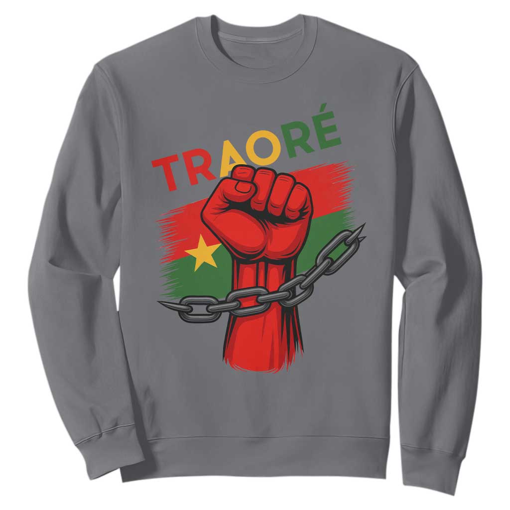 Stand With Traoré 2025 Sweatshirt Burkina Faso Flag Raised Fist Broken Chains