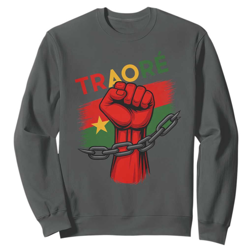 Stand With Traoré 2025 Sweatshirt Burkina Faso Flag Raised Fist Broken Chains