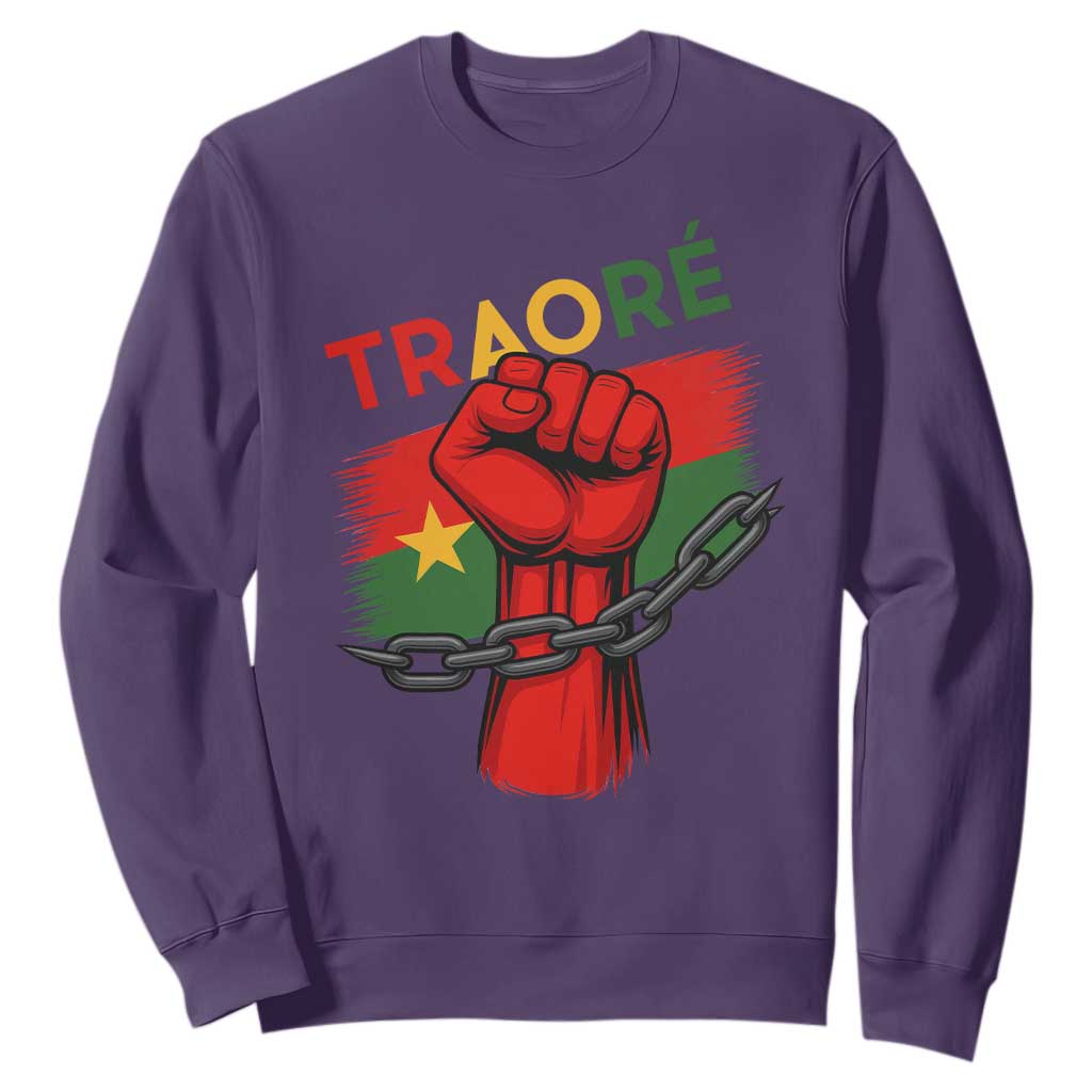 Stand With Traoré 2025 Sweatshirt Burkina Faso Flag Raised Fist Broken Chains
