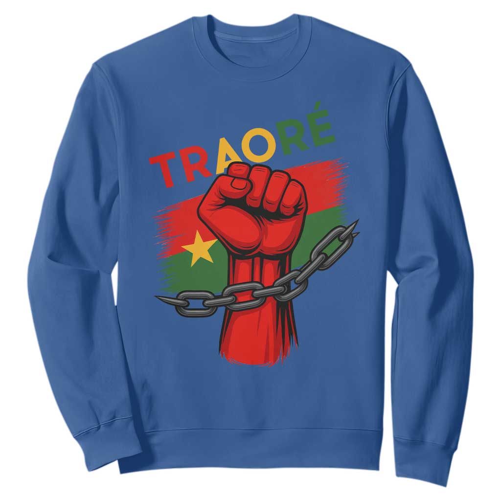 Stand With Traoré 2025 Sweatshirt Burkina Faso Flag Raised Fist Broken Chains