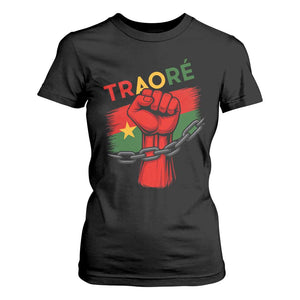 Stand With Traoré 2025 T Shirt For Women Burkina Faso Flag Raised Fist Broken Chains