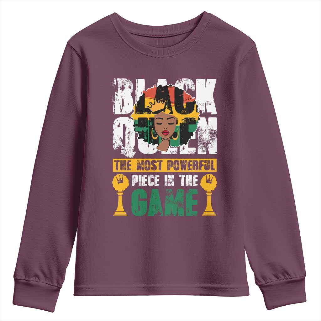 Black Queen Youth Long Sleeve Shirt The Most Powerful Piece In The Game Afro Melanin