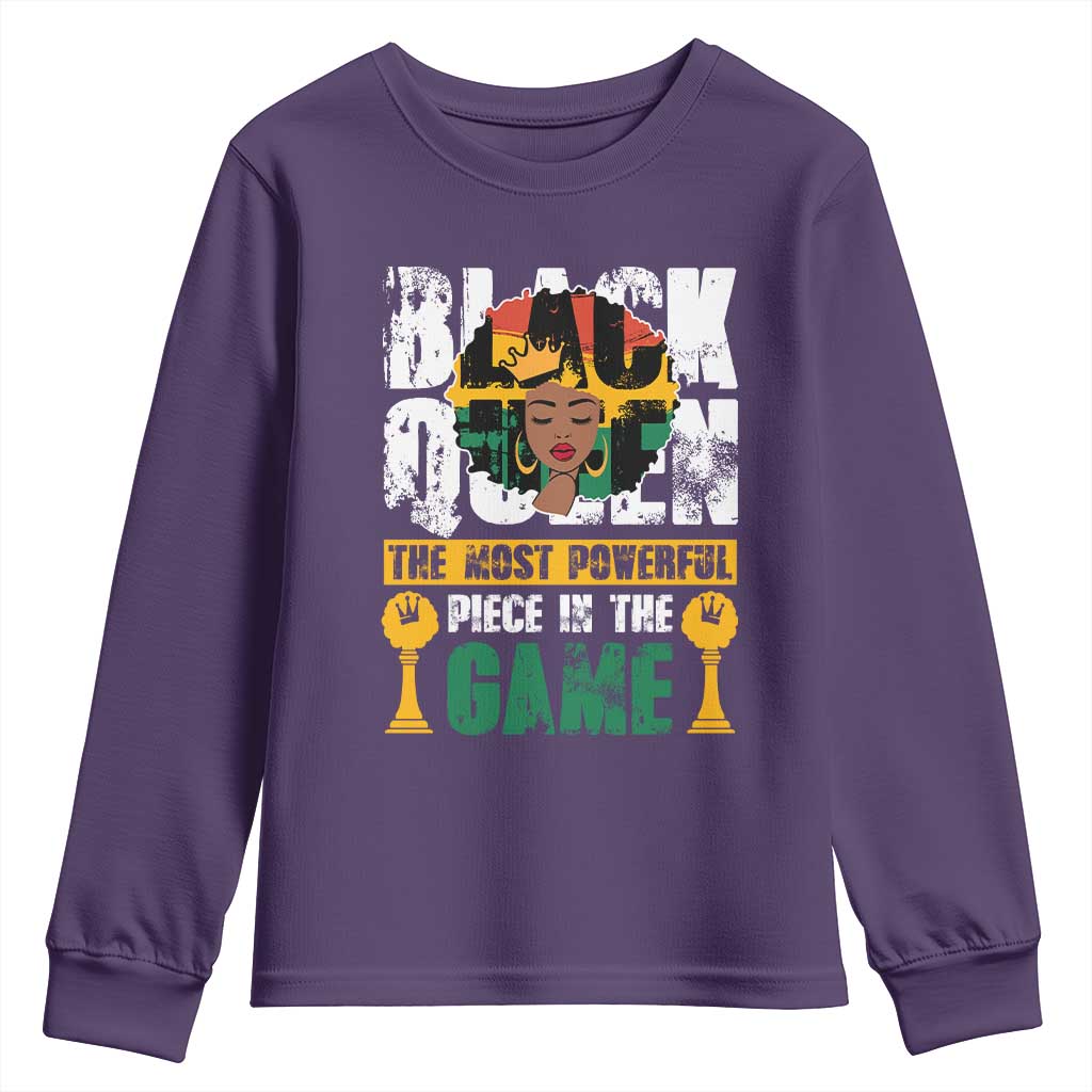 Black Queen Youth Long Sleeve Shirt The Most Powerful Piece In The Game Afro Melanin