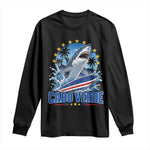 Cabo Verde Surfing Blue Shark Surfboard Long Sleeve Shirt Cape Verde Flag Tropical Ocean Wave
