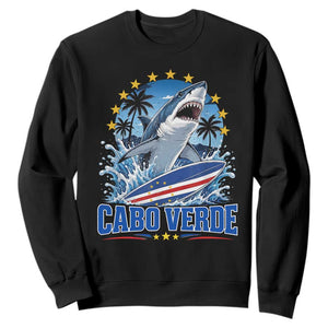 Cabo Verde Surfing Blue Shark Surfboard Sweatshirt Cape Verde Flag Tropical Ocean Wave