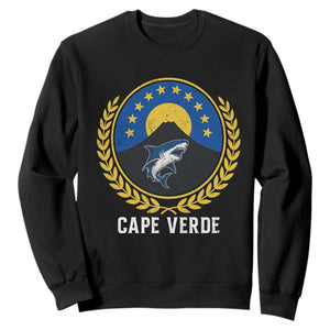 Cape Verde Volcano Blue Sharks Gold Laurel Crest Graphic Sweatshirt Retro Cabo Verde Heritage Pride